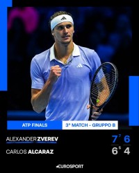 🎾ATP年终总决赛小组赛：兹维列夫2-0力克阿尔卡拉斯晋级四强